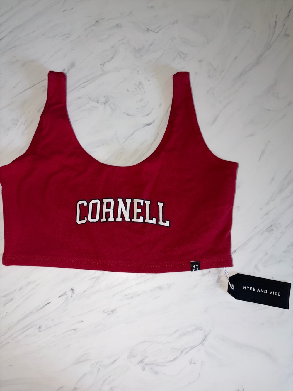 Hype & Vice Cornell University Red Crop Tank scoop neck cardinal Bra Top Small - Picture 2 of 6